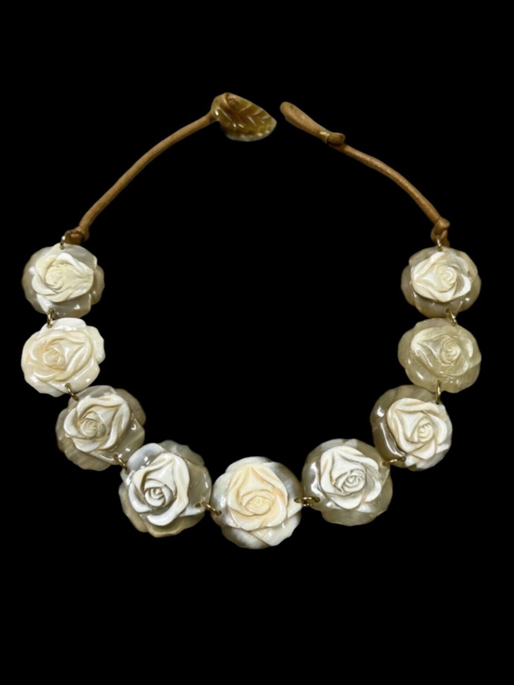 Kenzo Vintage Cream Rose Resin Necklace